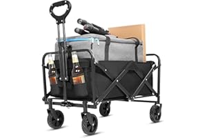 ZOMEYLPO Collapsible Wagon Cart Foldable,Wagon Carts with Wheels Folding,Utility Grocery Lounge for Sand Camping Sports Shopping Outdoor