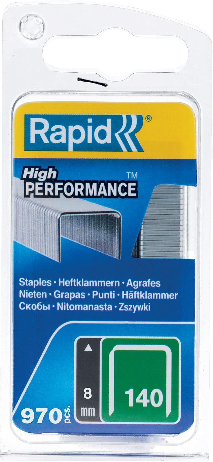 Rapid High-Performance Staples for Insulation Thin Plastics, Cardboard and Carpets Flatwire No. 140, Leg Length 8mm