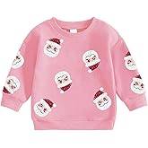 Eatbook Toddler Christmas Sweatshirt Sequin Santa Sweatshirt Girls Christmas Sweatshirts Girl Long Sleeve Shirt 1-6Y