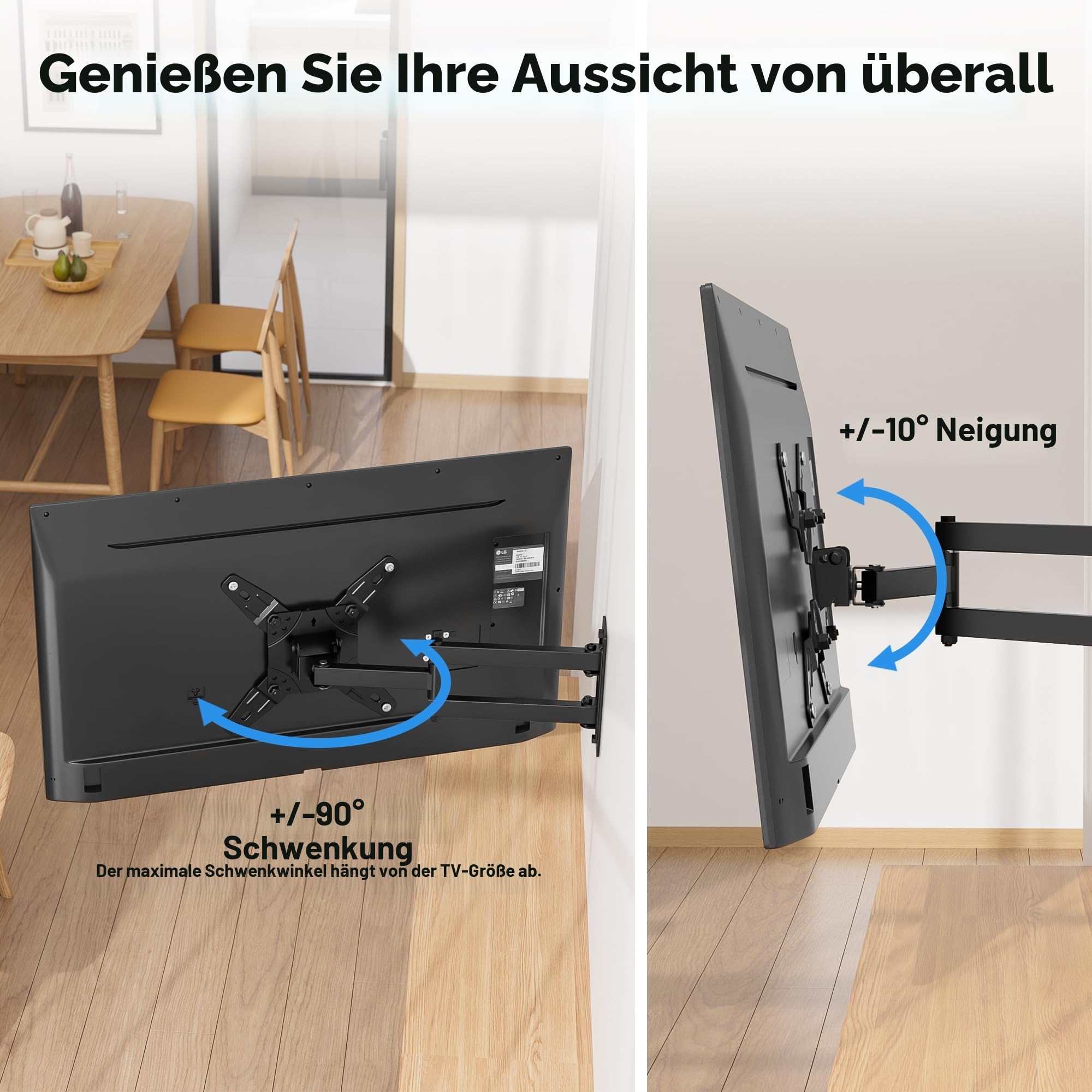 BONTEC TV Wandhalterung Schwenkbare, Neigbare, Drehbar Fernseher Halterung für 13-42 Zoll LED LCD OLED Flach/Curved-Fernseher bis zu 20kg, TV-Halterung mit 400 mm Auszug, Max VESA 200x200mm 4