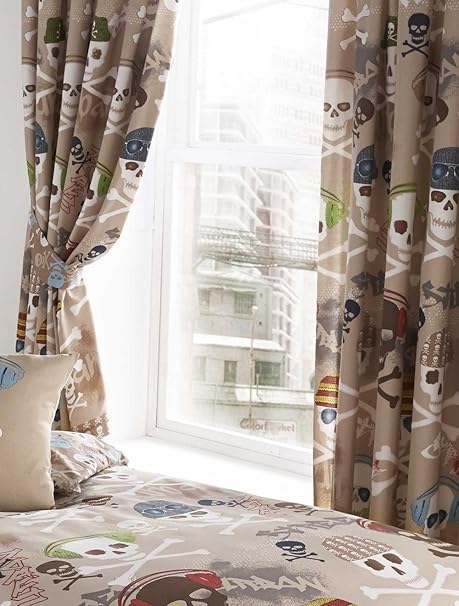 Street Beats Skulls And Crossbones 66 X 72 Childrens Curtains