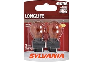 SYLVANIA - 4157NA Long Life Miniature - Amber Bulb, Ideal for Parking, Side Marker, and Turn Signal Applications, Incandescent (Contains 2 Bulbs)