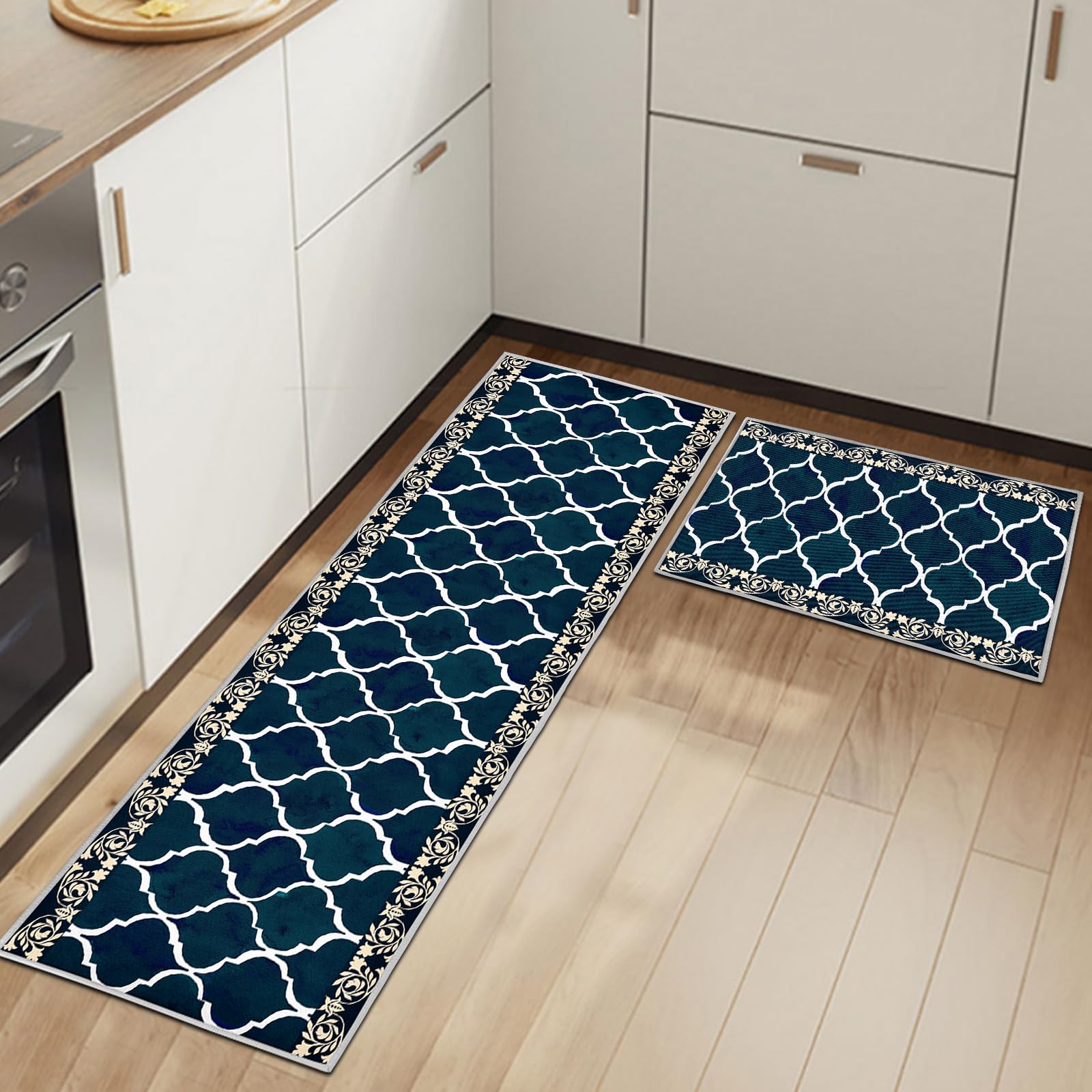 HSGLGNA Kitchen Rug, 2 Pieces Non Slip kitchen mat sets,Washable Kitchen Floor Mat For Kitchen,Hallway,Living Room,Bedroom,Bathroom (Style F, 40 x 120 cm (Rectangular)) — image 1