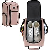 Goloni Golf Shoe Bag for Men & Women, Padded Travel Shoe Bag with Side Accessory Pockets,Sport Shoe Carrier for Golf Shoes,Socks,Tees & Balls,Durable & Lightweight Design,Light Pink