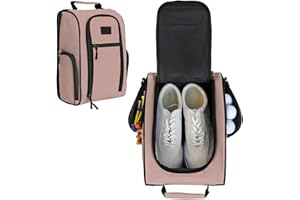 Goloni Golf Shoe Bag for Men & Women, Padded Travel Shoe Bag with Side Accessory Pockets,Sport Shoe Carrier for Golf Shoes,Socks,Tees & Balls,Durable & Lightweight Design,Light Pink