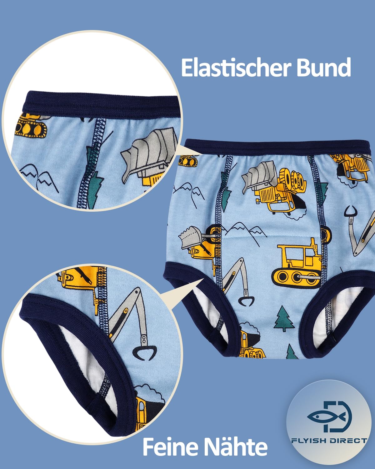 Flyish Packung mit 6 Baby Trainingshosen Töpfchen Unterwäsche Kleinkinder Windelhosen Toilettentraining Unterwäsche Entzückende Tiermuster Trainingshose Jungen 3 Jahre 4