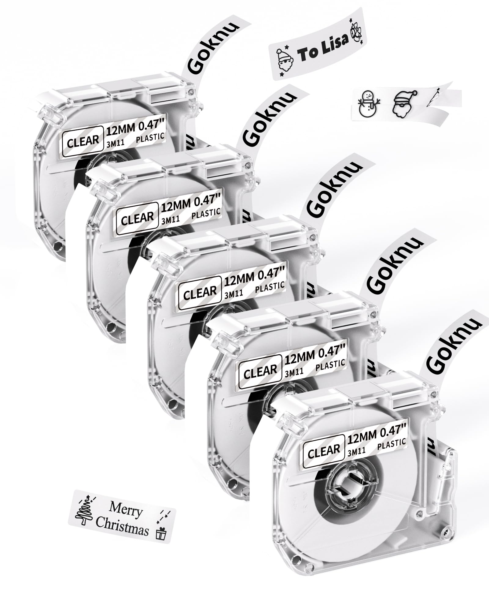 Goknu Tape Replacement for Brother P Touch M Tape MK221 MK 231, M950 M960 Thermal Tape Compatible with Brother PT-M95 PTM95 PT-70BM PT-65 PT-90 PT-80 PT-85 Label Machine, 12mm x 8m Black on Clear