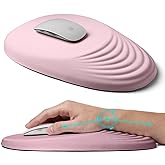 Ergonomic Mouse Pad with Wrist Rest Support,Mousepad Relief Carpal Tunnel Pain, Entire Memory Foam Mouse Pad with Non-Slip PU Base, Wireless Mouse Pad, Pink