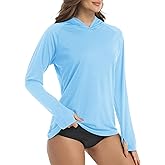 KEFITEVD Womens UPF 50+ Sun Hoodie Shirt Long Sleeve Fishing Hiking Hooded UV Shirts Lightweight Quick Dry Tops