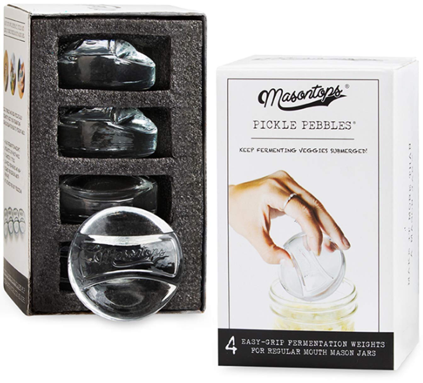 Masontops Pickle Pebble Infinity Glass Fermentation Weights - Brining Weights Kit - Plain Mouth Mason Fermentation Jar