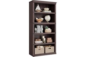 JoanKaren 5-Tier Wooden Bookshelf, 67.4 Inch Tall Farmhouse Bookcase with Storage for Living Room, Home Office, Sturdy Displa