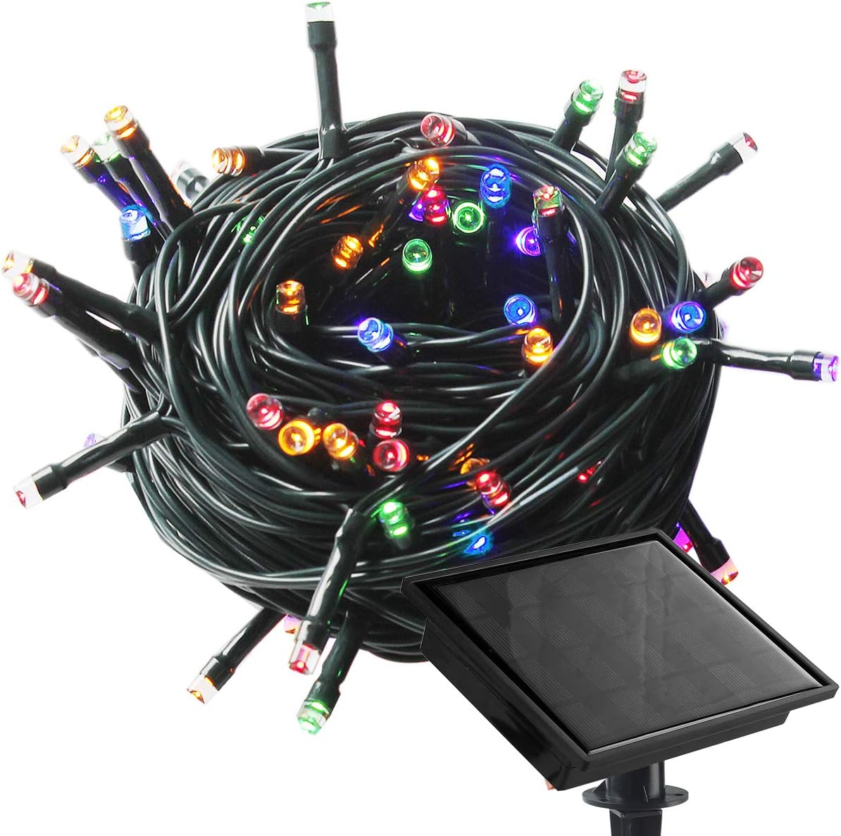 Solar Powered Remote Control Outdoor String Lights with 8 Light Effects, 500 LED 53M Multicolor Fairy Light Ideal for Christmas, Halloween, Home, Tree, Garden Decorative