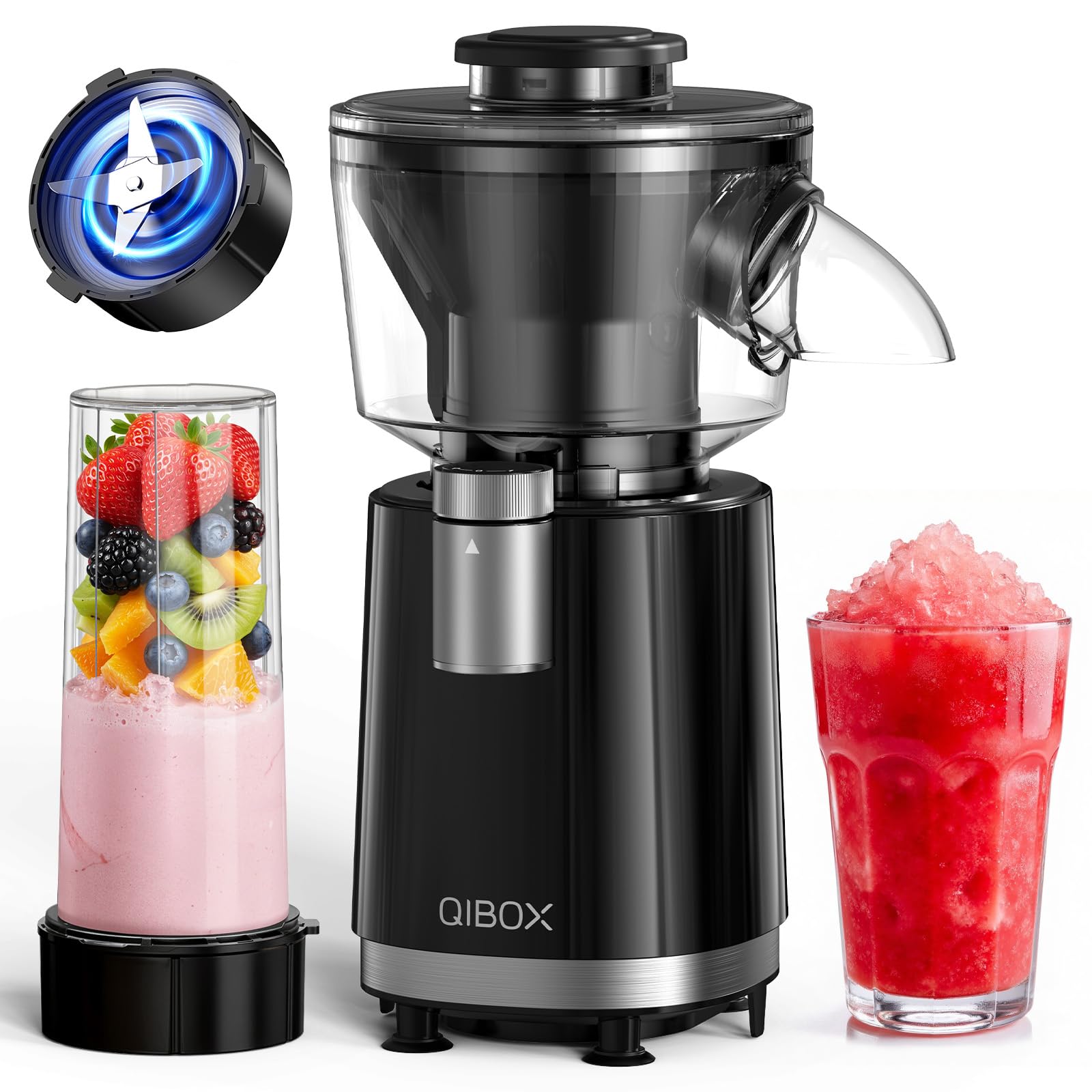 Photo 1 of QIBOX Snow Cone Machine & Smoothie Blender 2 in 1, 700W Powerful Shaved Ice Machine Slushine Machine, Healthy Frozen Drink Maker with Stainless Steel Blade & Smoothie Recipe, for Home Kitchen Party