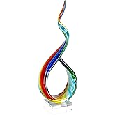 Badash Rainbow Murano-Style Sculpture - Home Decor Statue Glass Art - 18" Tall Mouth-Blown on Crystal Base