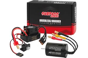 JUZUXI 2435 4800KV Brushless Motor 35A ESC Combo, Waterproof Surpass Hobby Sensorless Motor and Electric Speed Controller for 1/16 1/14 RC Car Truck