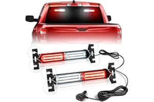 HLauto 1002L Emergency Strobe Traffic Advisor Light Bar: 40LED Dash Safety Warning Flashing Front/Rear Windshield Visor Light for Construction Vehicle, Trucks (2x10.7inch, Red White)