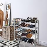 Keplin 5 Tier Shoe Rack Organiser Grey Quick Assembly No Tools 75.5x18.5x75.5cm view 5