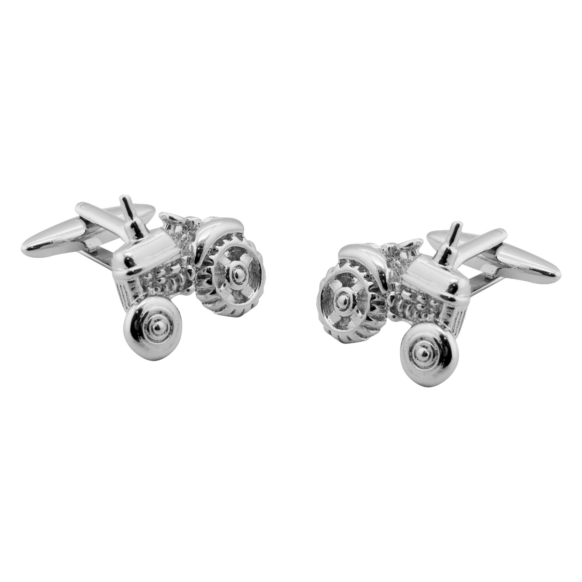 Silver Tone Tractor Cufflinks