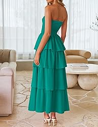ZESICA Women‘s Summer Boho Strapless Maxi Dress