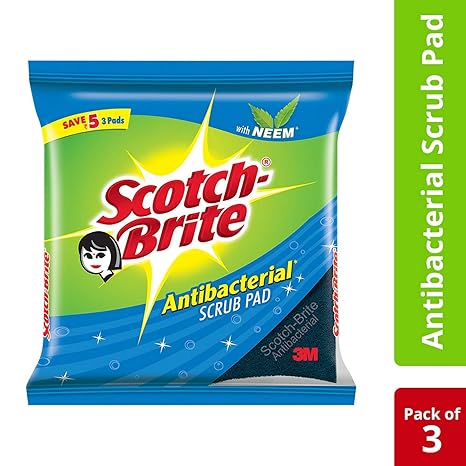 Scotch-Brite Anti- Bacterial Scrub Pad, Neem Fragrance (Super Saver Pack of 3)