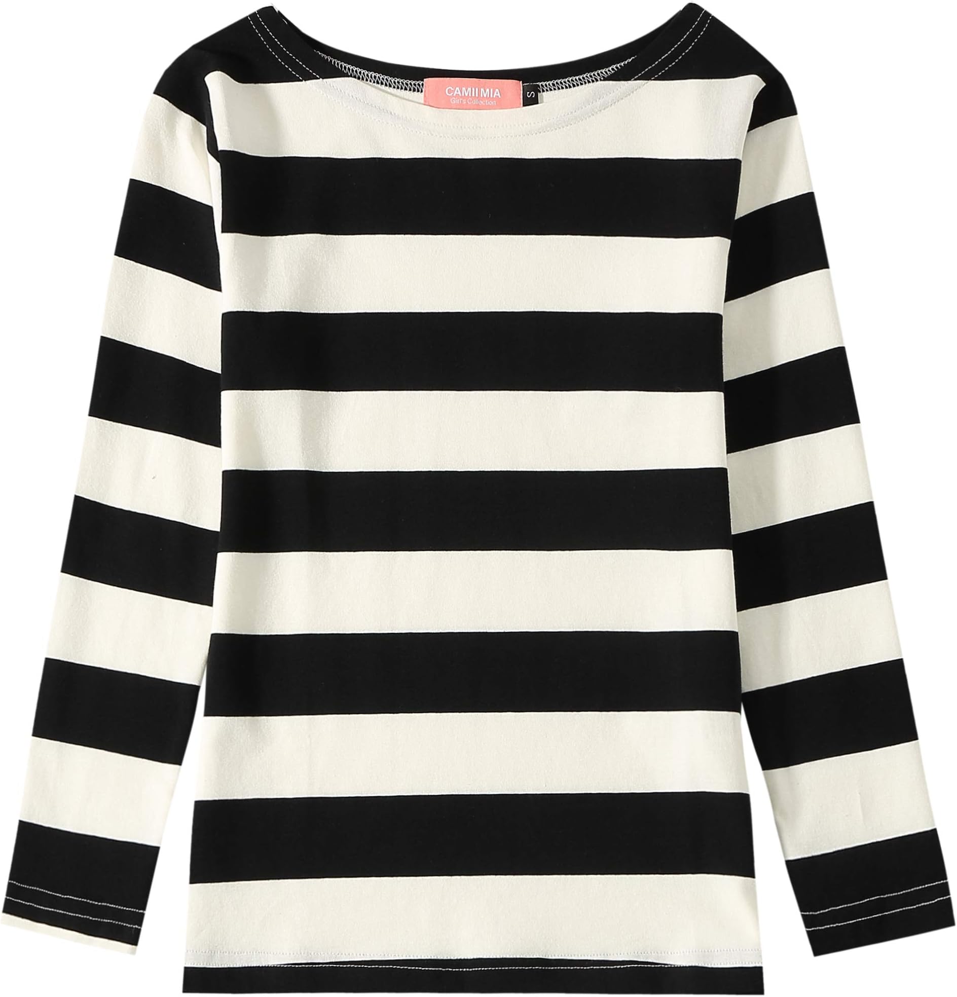 Long-Sleeve-Shirts-for-Big-Girls-Striped T Shirt Crew Neck Cotton Lightweight Causal
