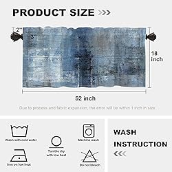 Batmerry Blue Abstract Grey Valance Curtains, Grey