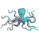 Zhengmy Octopus Wall Art Metal Octopus Wall Decor 18 x 11 Inch Extra Large Tropical Nautical Hanging Sculpture Beach Ocean Theme Home Bedroom Decoration Valentine Ideal Gifts(Ocean Blue)