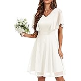 Wedtrend Women's Wedding Guest Dress Flutter Sleeves Cocktail Dresses Lace Semi Formal Dress