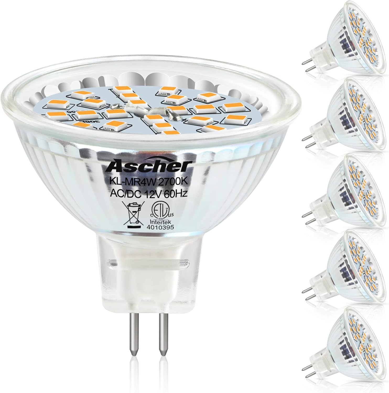 Ascher 5w Gu5 3 Led Mr16 Light Bulbs Ac Dc12v 50w Halogen Replacement Gu5 3 Bi Pin Base Warm White 2700k Non Dimmable 5 Pack Amazon Com