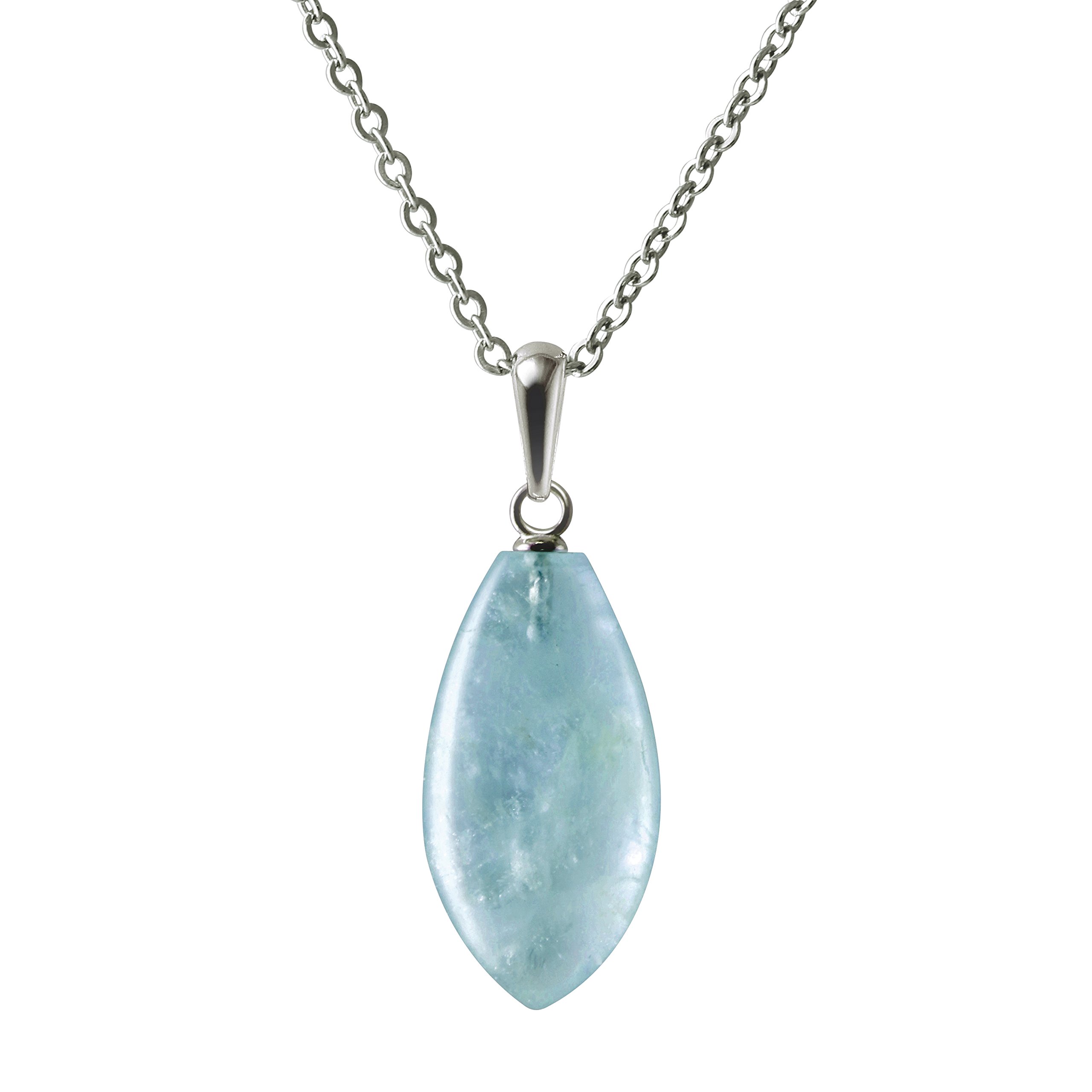 Franki Baker Sterling Silver & Aquamarine Gemstone Leaf Pendant Necklace