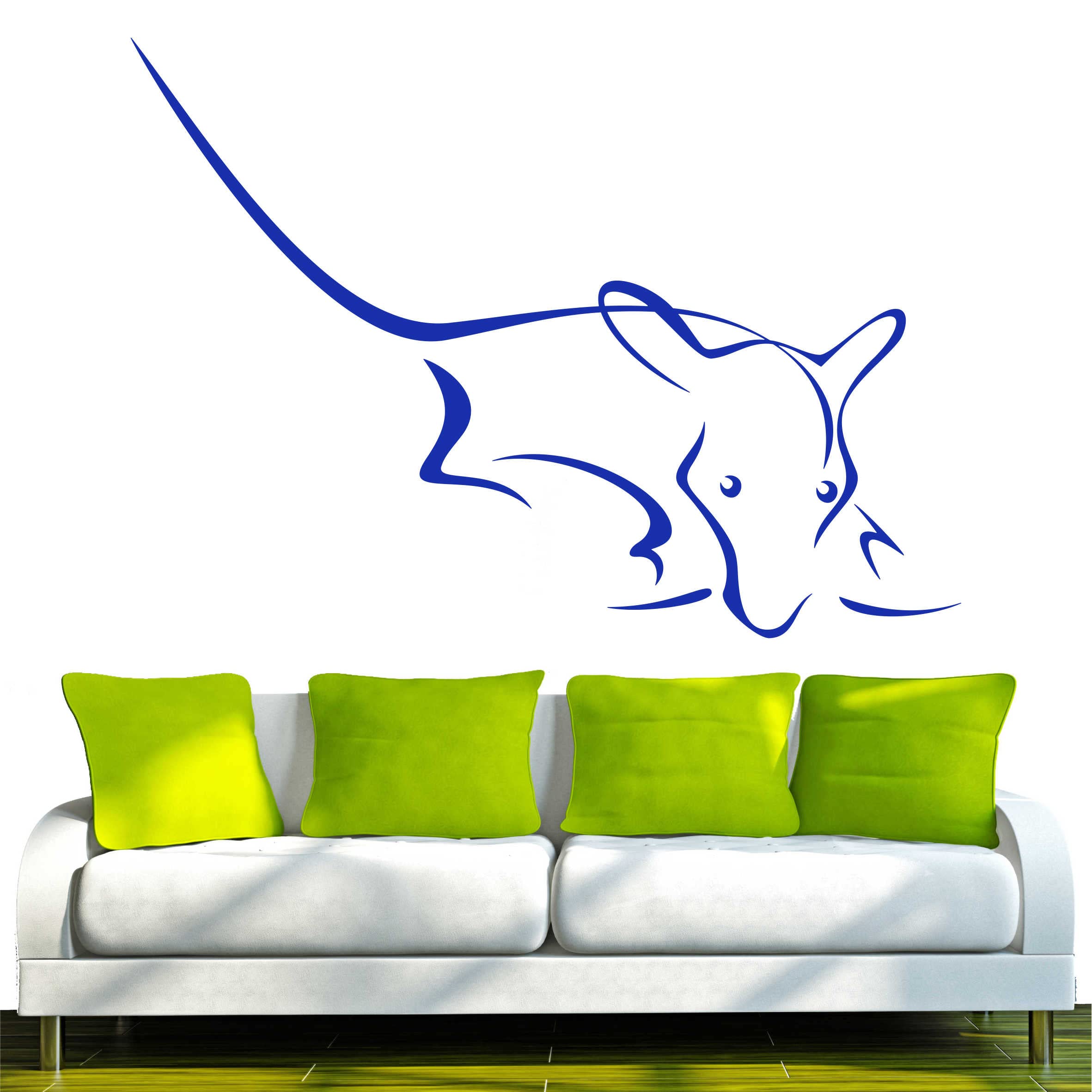 INDIGOS 4051095827153 Wall Sticker Vinyl Wall Art Sticker D268 Pretty Mouse Tribal, Blue, 160 x 115 x 1 cm