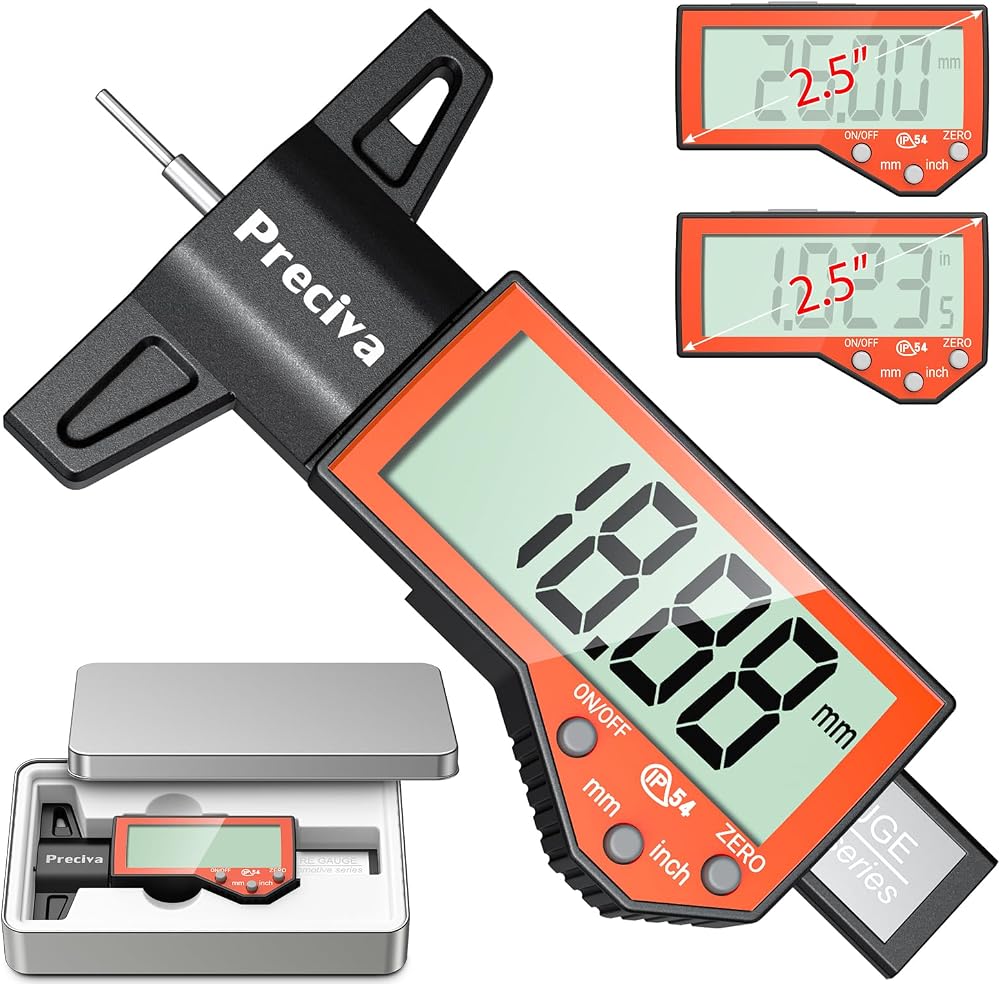 Preciva Tyre Tread Depth Gauge 0-25.4 mm Digital LCD UK Precision Tool