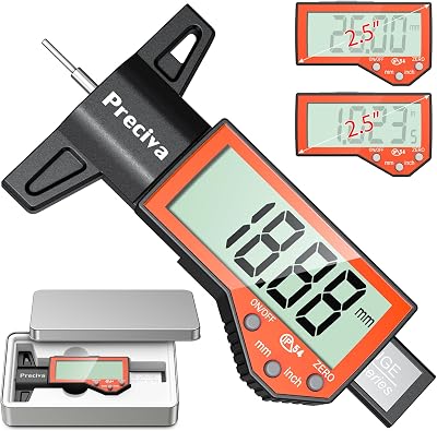 Preciva Tyre Tread Depth Gauge 0-25.4 mm Digital LCD UK Precision Tool