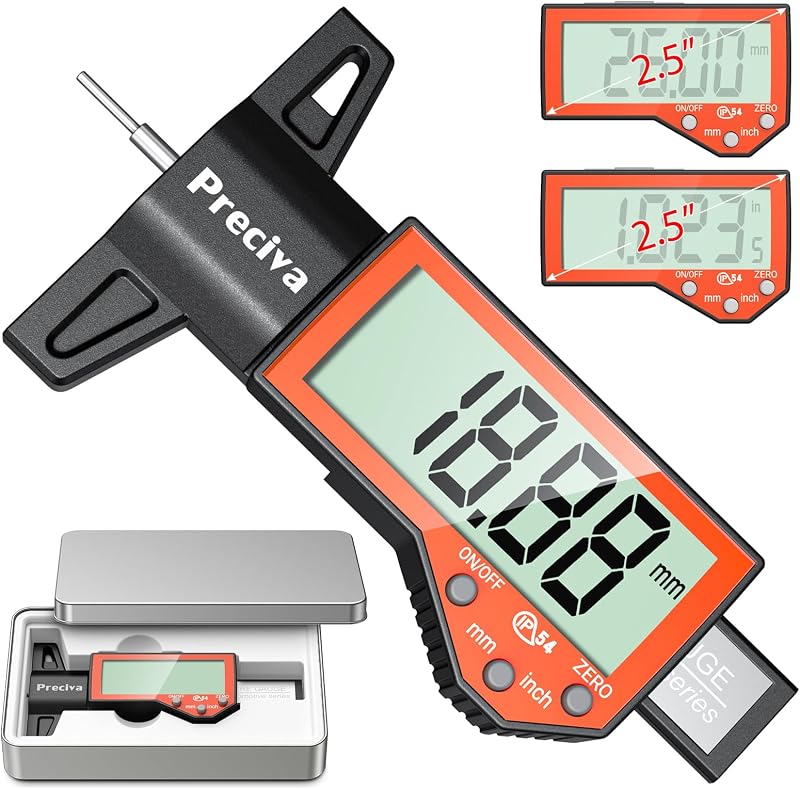 Preciva Tyre Tread Depth Gauge 0-25.4 mm Digital LCD UK Precision Tool