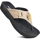 AEROTHOTIC Arch Support Flip Flops for Women Comfortable Stylish Straps with Non Slip Footbed Fashion Dressy Sandals Outdoor Travel Vacation Essentials