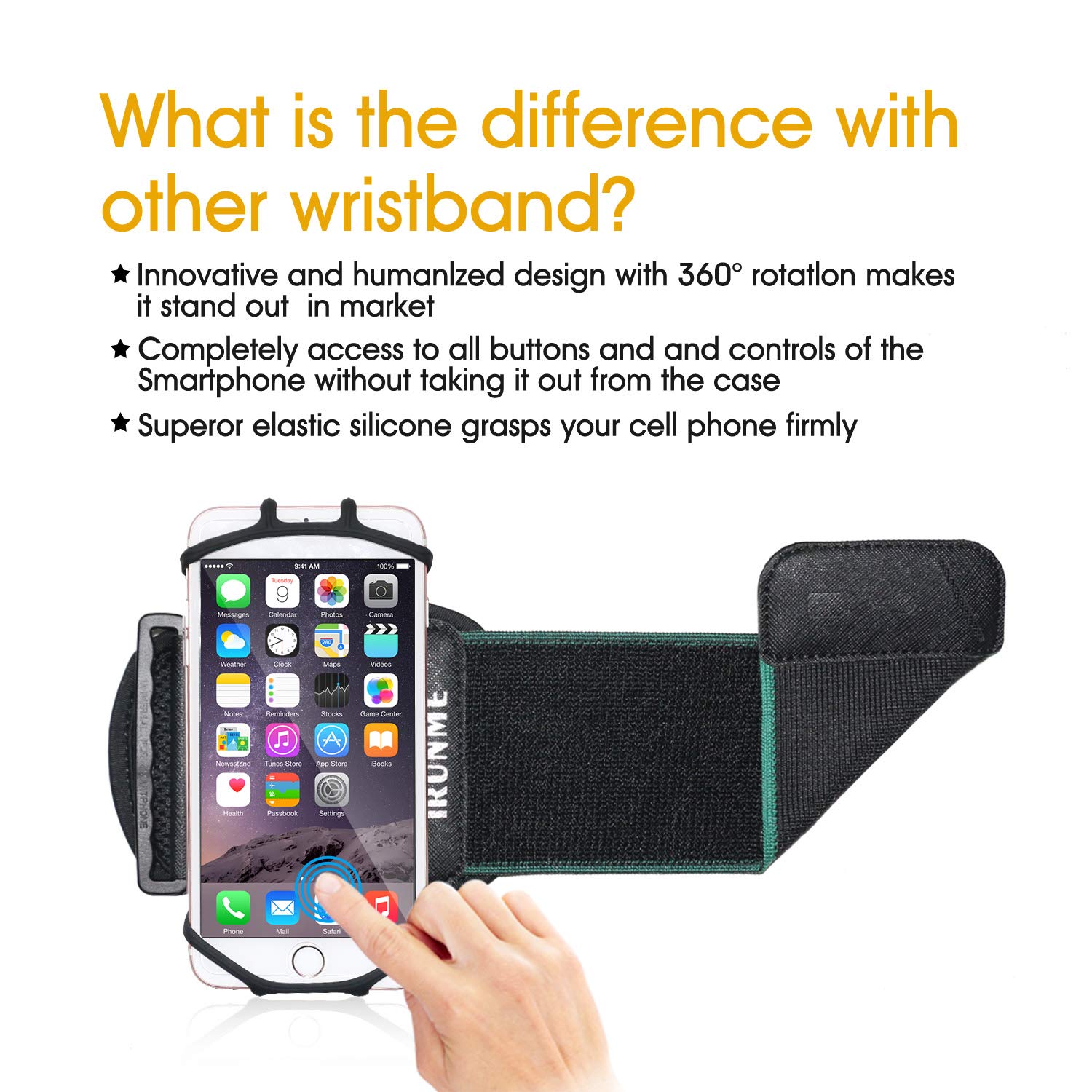 Wristband Phone Holder, 360°Rotatable Universal Sports Wristband for Running, Cycling, Jogging, Hiking, Walking Compatible with Galaxy S8 / Google Pixel