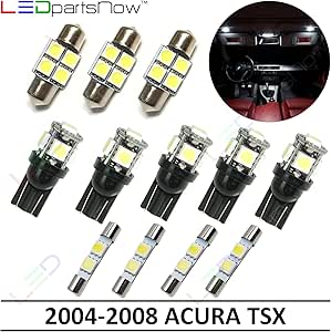 Amazon Com Ledpartsnow Interior Led Lights Replacement For 2004 2008 Acura Tsx Accessories Package Kit 12 Bulbs White Automotive