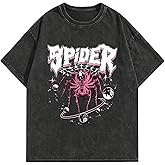 AugYew Graphic Tees Streetwear Tshirts Vintage Unisex Cotton Acid Washed Oversized T-Shirts Summer Clothes Tops for Men Women