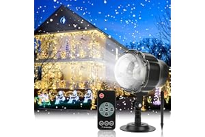 Elec3 Outdoor Snowfall LED Projector - Waterproof Rotating Snow Projection with RF Remote for Christmas, Halloween, Wedding & Garden Decoration