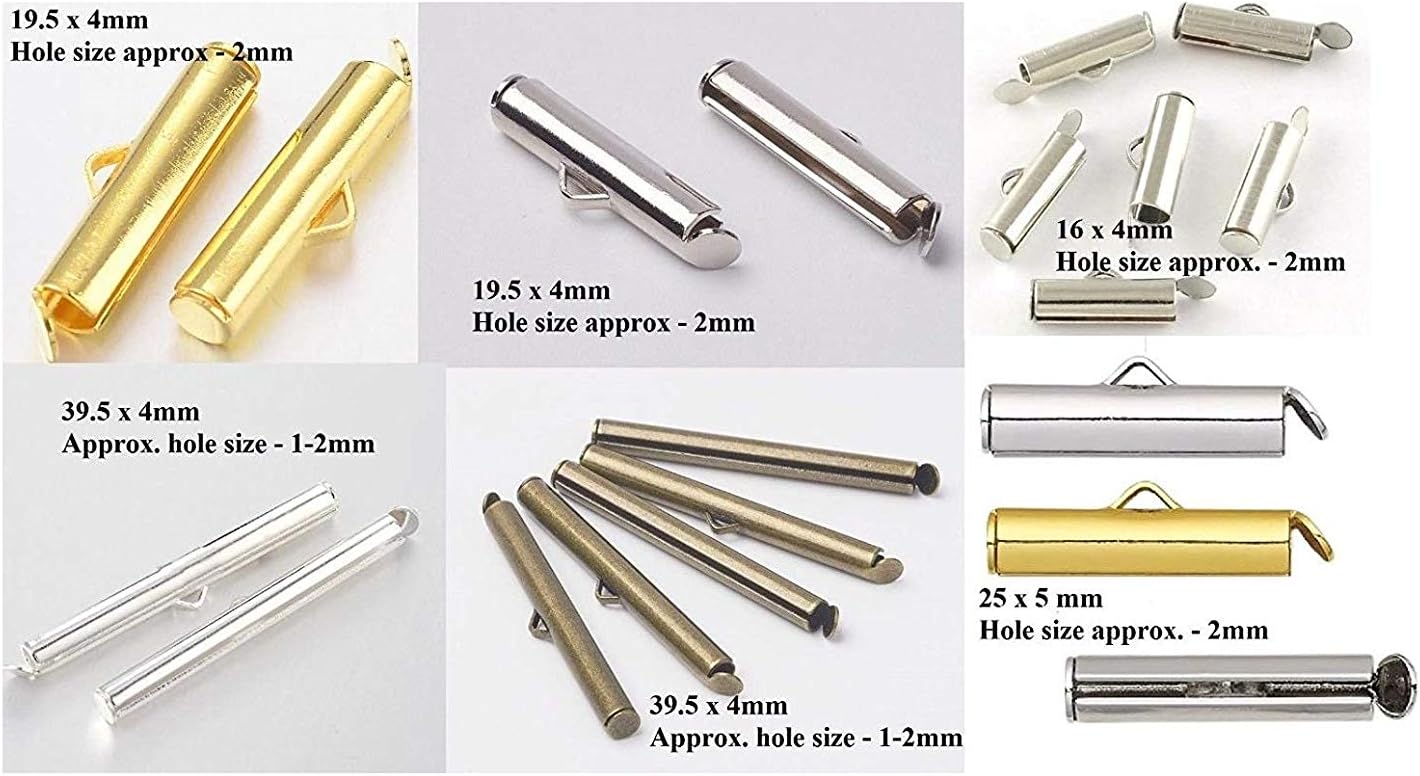 70pcs Mixed Brass Clasps, Tube Connectors, Slide On Tube Clasps, Bead Jewelry Findings Loom Jewelry