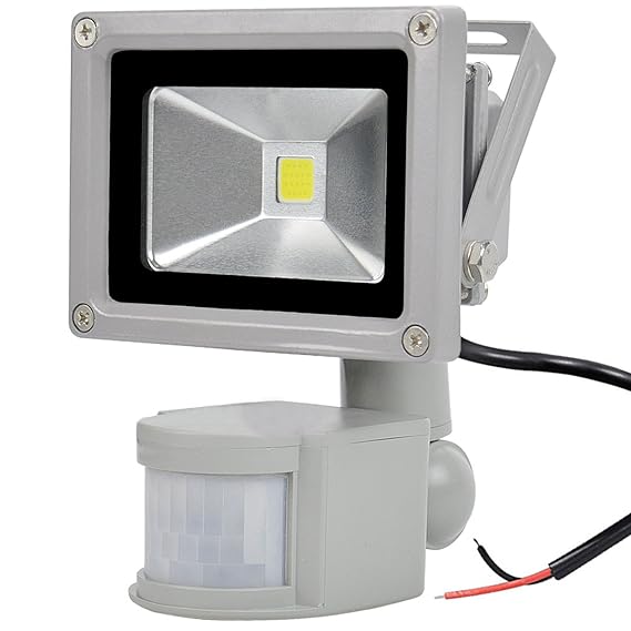 GLW 12V AC/DC 10W LED Bewegungssensor Flutlicht,Mini IP65 Wasserdichtes Außenlicht,900LM,6000k,Tageslichtweiß Sicherheitslich