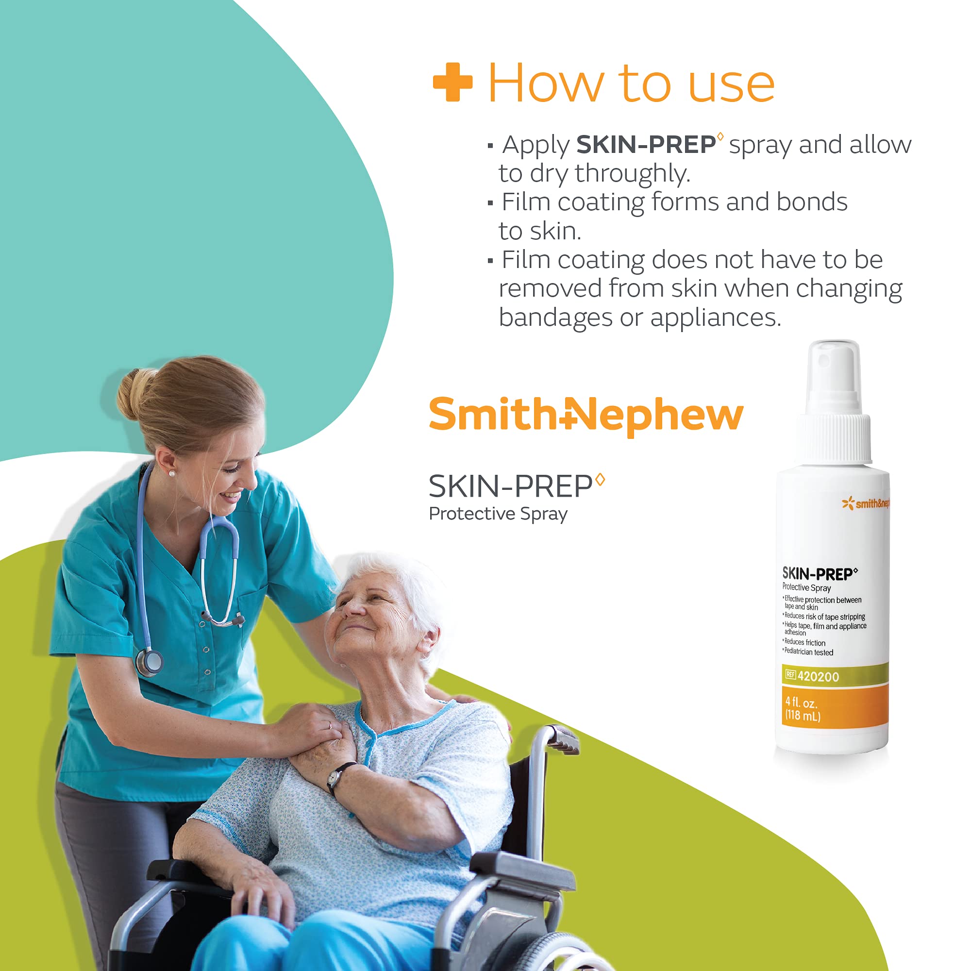 Smith & Nephew SW420200 SKIN-PREP Spray, Protective Dressing Spray, Skin Barrier Film, Contains Alcohol, 4 Ounces