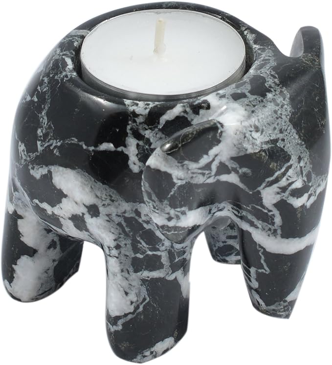 3" Black Marble Elephant Tea Light Candle Holder Amazon.co.uk Kitchen