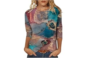 GENERIC 3/4 Sleeve Shirts Women Casual Summer Tops Trendy Dressy Blouses 2023 Fall Fashion Cute Tees Crew Neck Sweatshirt Pullover