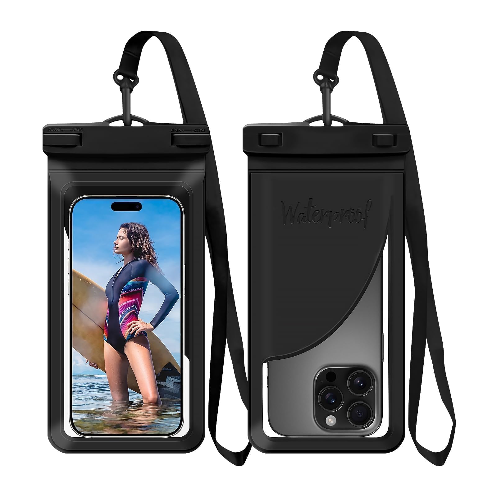 Photo 1 of Vsagier Waterproof Phone Pouch, with Inside Card Bag, Large Waterproof Case for iPhone 17 16 15 14 Pro Max,IPX8 Certified Lightweigt Cellphone Dry Bag, Beach Cruise Ship Essentials,1 Pack-Black-8.3?