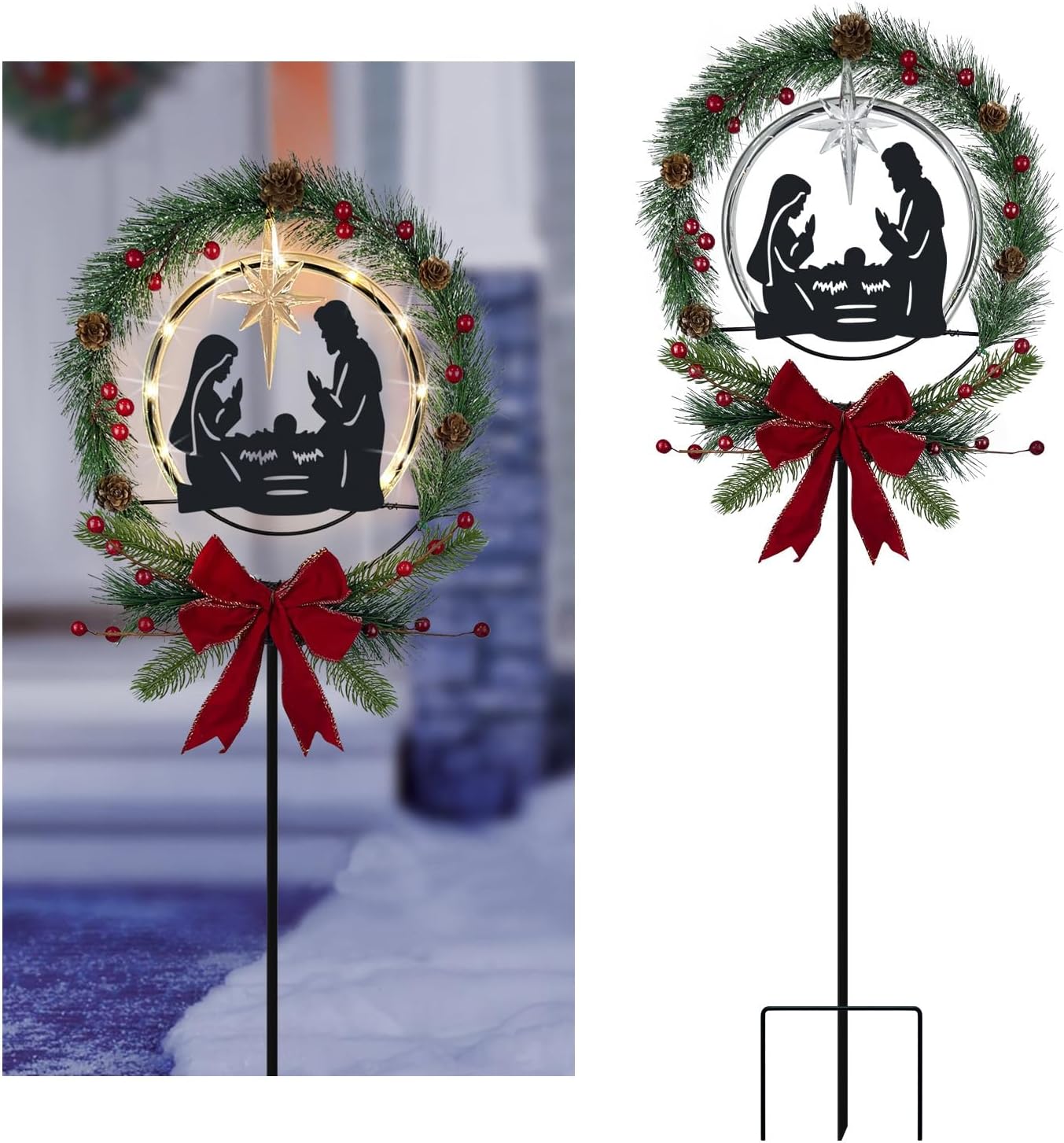 Decorative Garden Stakes - Nativity Garden Stakes Outdoor Nativity Scene Religious Faith Garden Stakes Outdoor Nativity Metal Stakes Nativity Solar Stakes