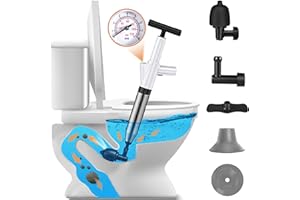TAGYSH Toilet Plunger, High Pressure Air Plunger Drain Blaster with Visual Pressure Gauge, Drain Clog Removal Tool, Stainless Steel Toilet Unclogger Plungers for Bathrooms, Sinks, Kitchens, Clogged Pipe