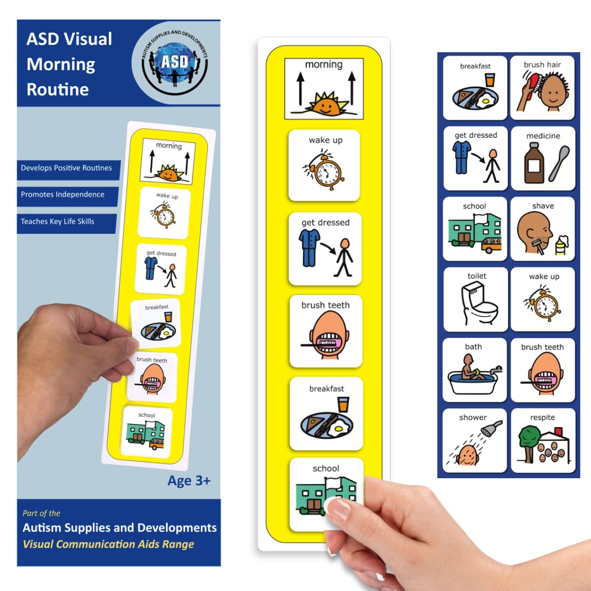 Visual Morning Routine – morning schedule timetable symbol cards compatible with PECs Symbols & Boardmaker PCS (for non-verbal, ADHD, ASD, Autism, Kids, Children, Toddlers) (English)