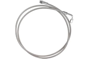 VekAuto AN3 Braided Steel Turbo Oil Feed Line 90 Degree to Straight Hose End, 60" Remote Turbocharger Oil Drain Return Line Universal for Car Durable Stainless Steel PTFE Silver Tone