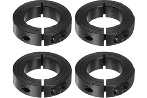 HARFINGTON 4pcs Shaft Collar 1-1/4" Bore 2-1/16" OD 1/2" Width Black Oxide Plating Single Split Axle Clamp-On Collar with Set Screw